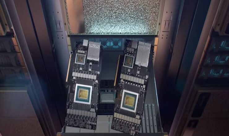 Chip NVIDIA di nuova generazione NVIDIA server da uno spot promozionale (screenshot NVIDIA/YouTube)