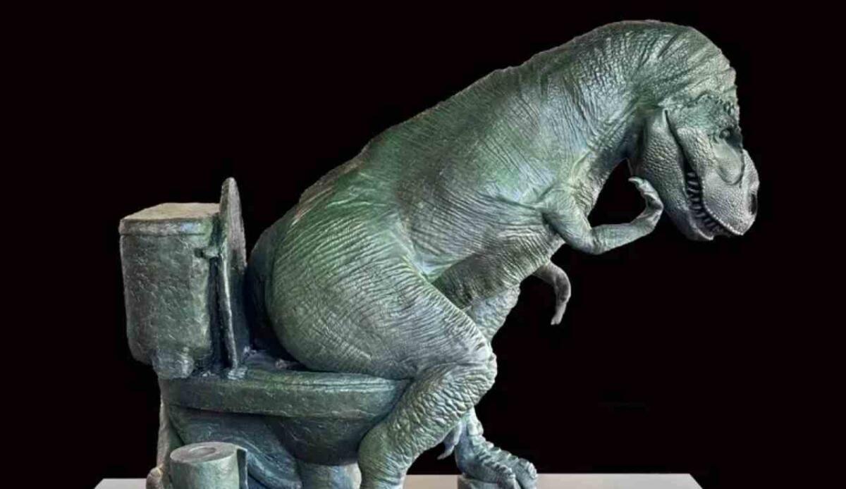 Il "museo della cacca" o Poozeum è realtà: esiste davvero e al suo interno ne trovi quanta ne vuoi - Un T.rex in bagno (Poozeum FOTO) - www.sciencecue.it