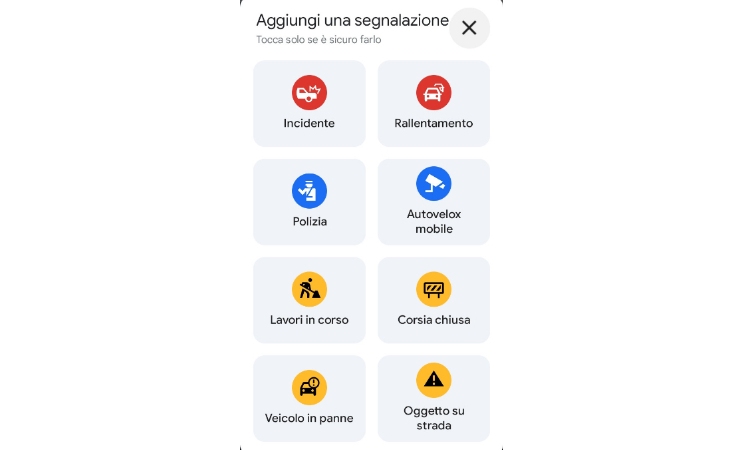 Screenshot delle varie opzioni di segnalazione su Google Maps (Google Maps FOTO) - www.systemscue.it