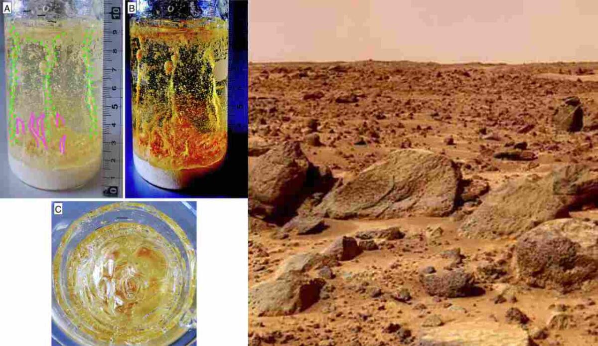 Dalla cucina a Marte: un esperimento svela i segreti degli pseudocrateri - Suolo di Marte ed esperimento (Pixabay - Science Direct foto) - www.aerospacecue.it