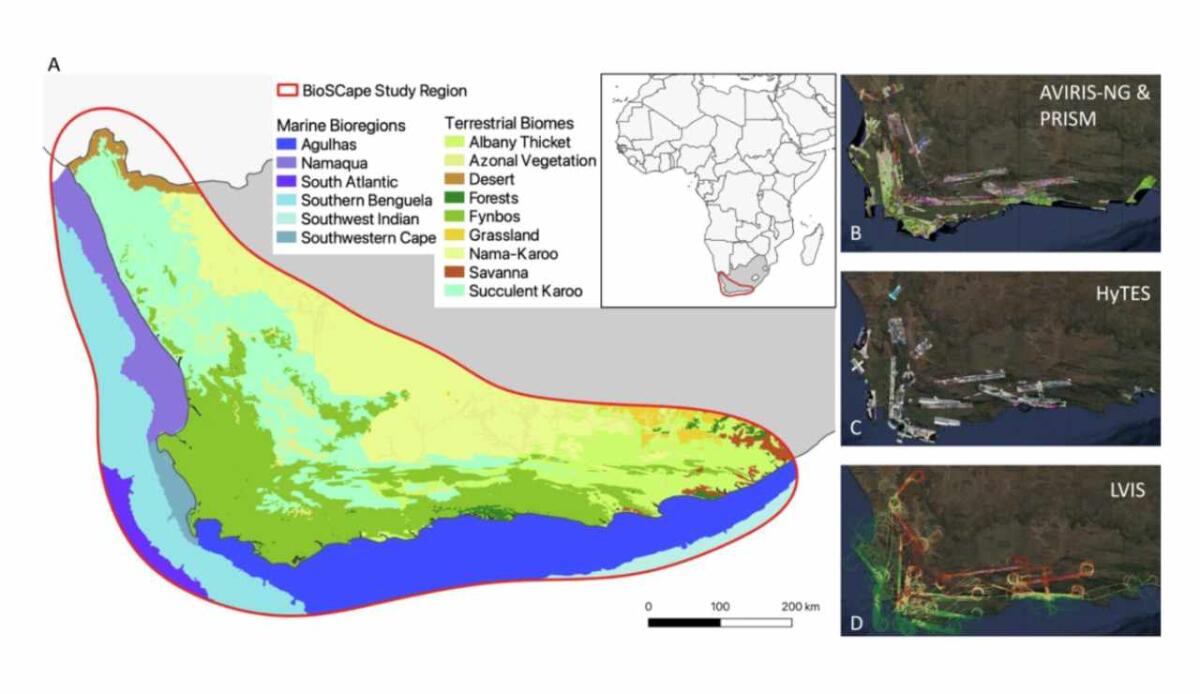 Misurare la vita sulla Terra dallo spazio: il progetto BioSCape traccia la biodiversità con immagini satellitari - Monitorare la biodiversità dallo spazio (BioSCape - NASA foto) - www.aerospacecue.it