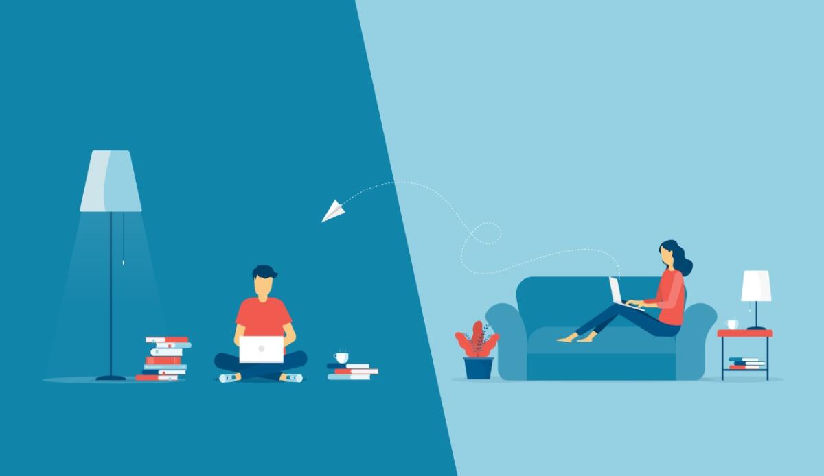 Smart working a confronto: le grandi spingono il ritorno in ufficio, le startup puntano sui giovani talenti - Scenario necessario? (depositphotos.com) -www.managementcue.it