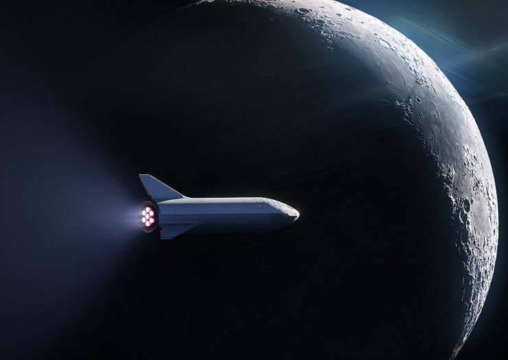 Illustrazione artistica dello Starship (Wikimedia Commons Space Exploration Technologies Corp. - SpaceX Flickr FOTO) - systemscue.it
