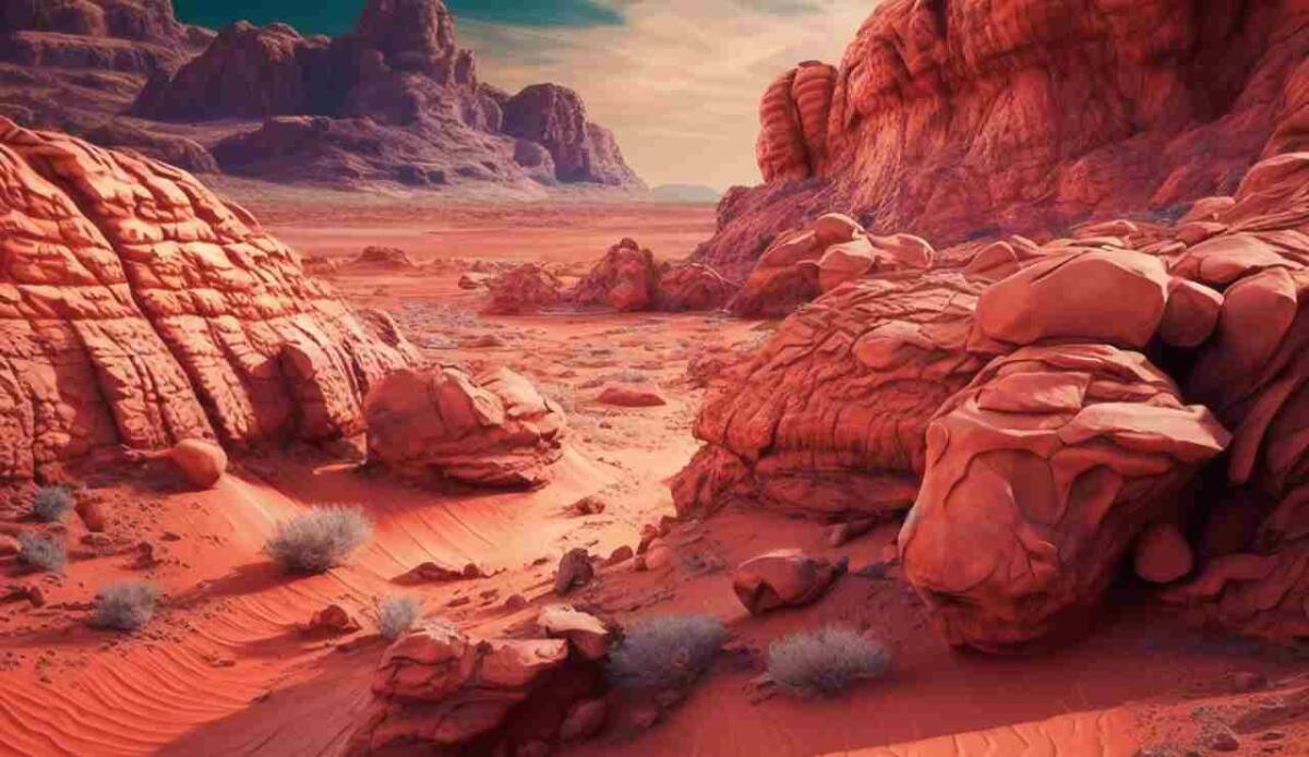Tracce di vita su Marte? Cosa ha trovato veramente Perseverance sulla superficie del Pianeta Rosso - Illustrazione di tracce di vita su Marte (Canva FOTO) - aerospacecue.it