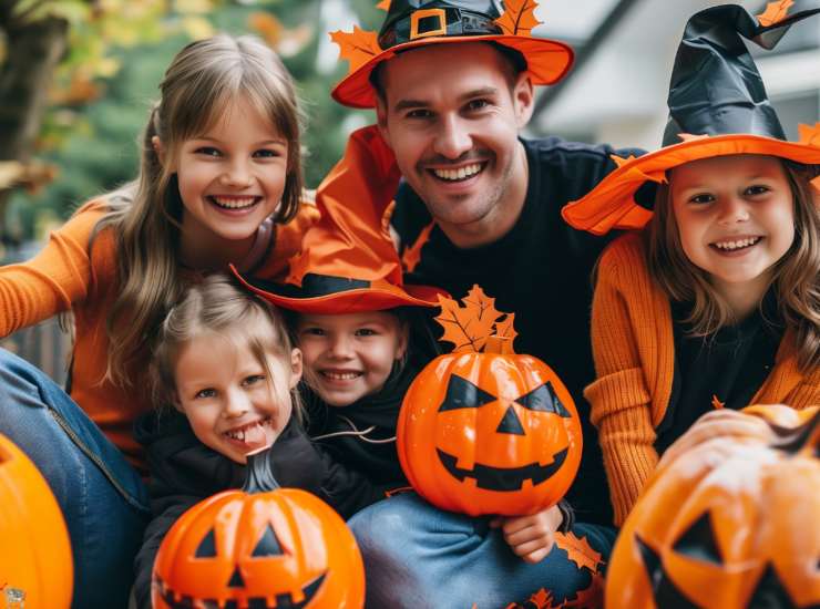 Illustrazione di una famiglia ad Halloween (Canva FOTO) - financecue.it