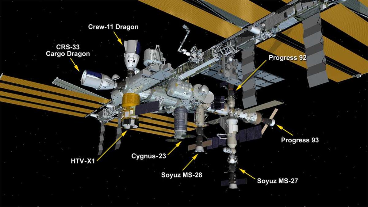ISS al completo: per la prima volta nella storia, tutti gli 8 porti di attracco sono occupati - Credits: NASA
