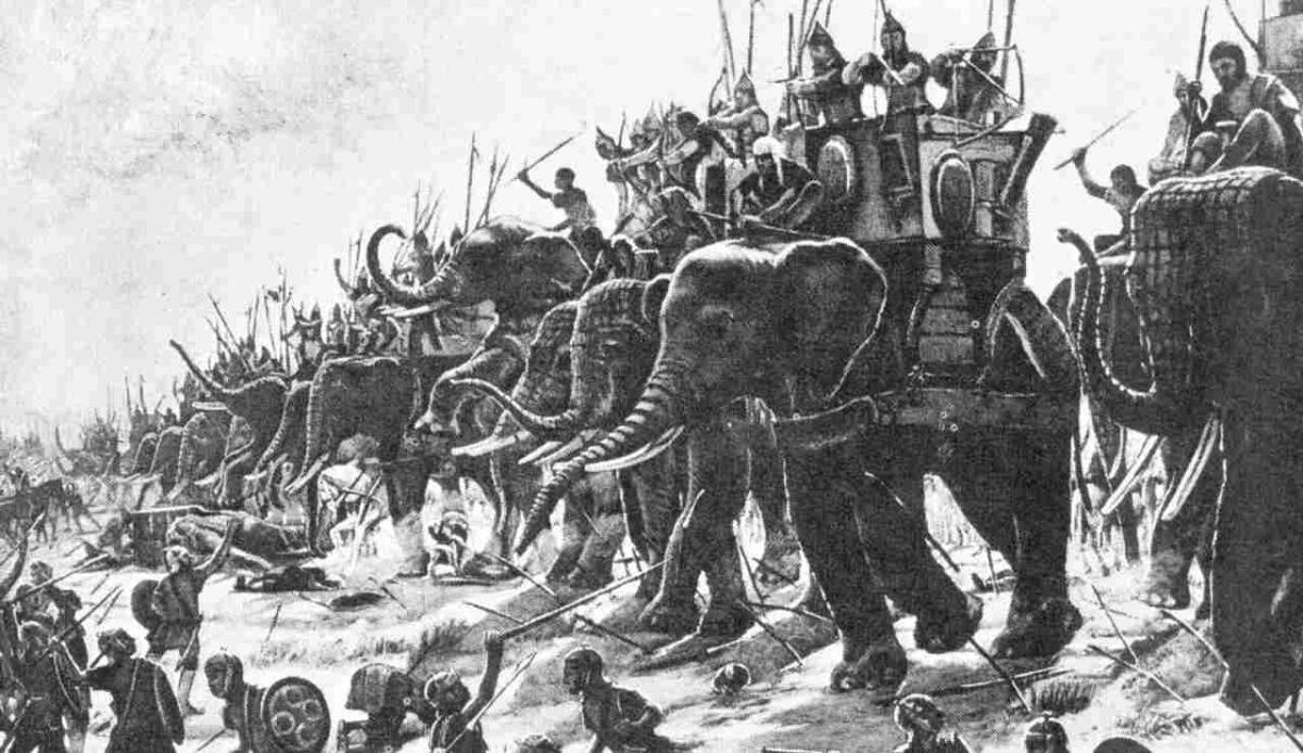 Un osso di elefante datato a 2.200 anni fa potrebbe fornire la prima prova diretta degli elefanti da guerra di Annibale - Un dipinto di Henri-Paul Motte raffigura i Cartaginesi mentre impiegano elefanti durante la battaglia di Zama in Nord Africa, conclusa con la vittoria di Roma e la fine della Seconda guerra punica
