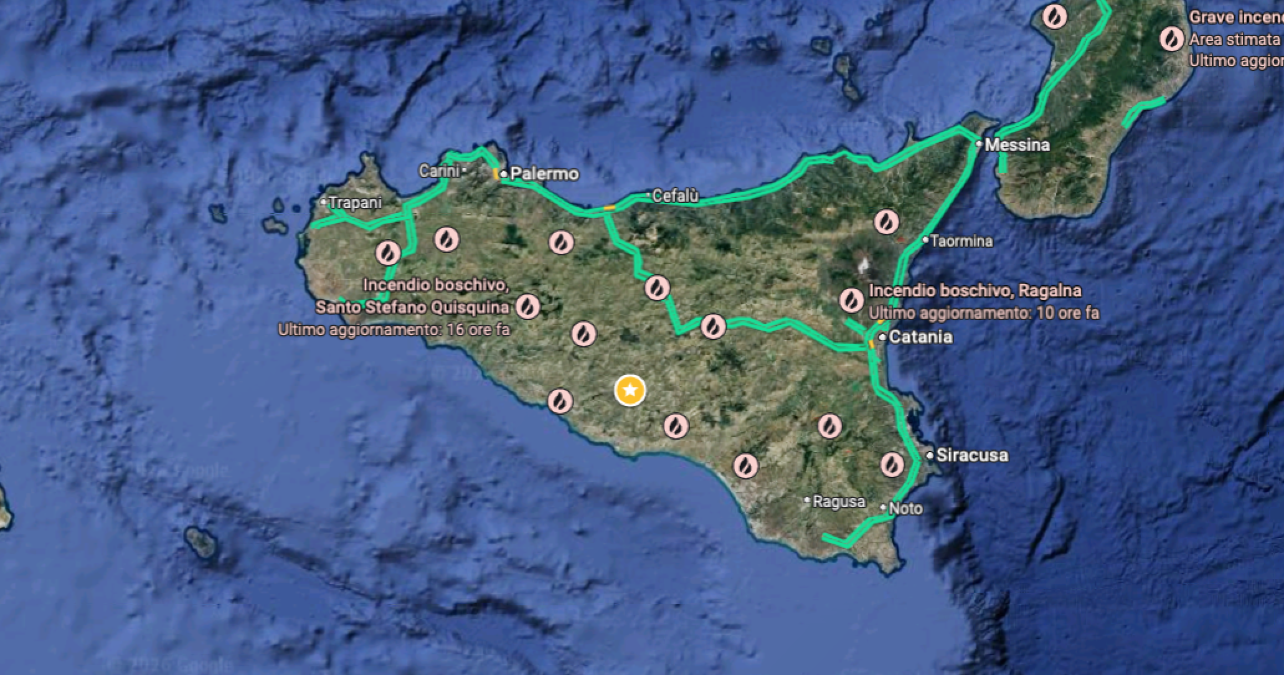 Incendi in Sicilia luglio 2026: bilancio, cause strutturali e il nodo della gestione del territorio - Google Maps