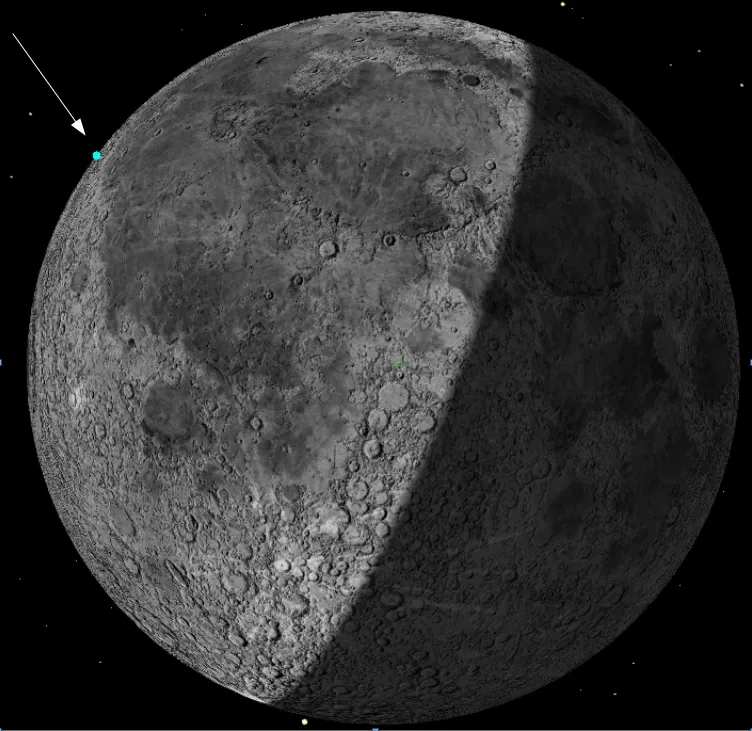 Punto di impatto del Falcon 9 sulla Luna