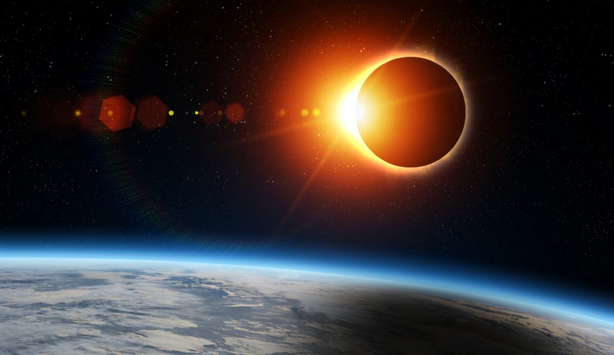 Rappresentazione di un'eclissi totale di Sole