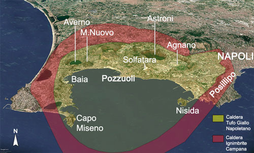 Mappa della caldera dei Campi Flegrei