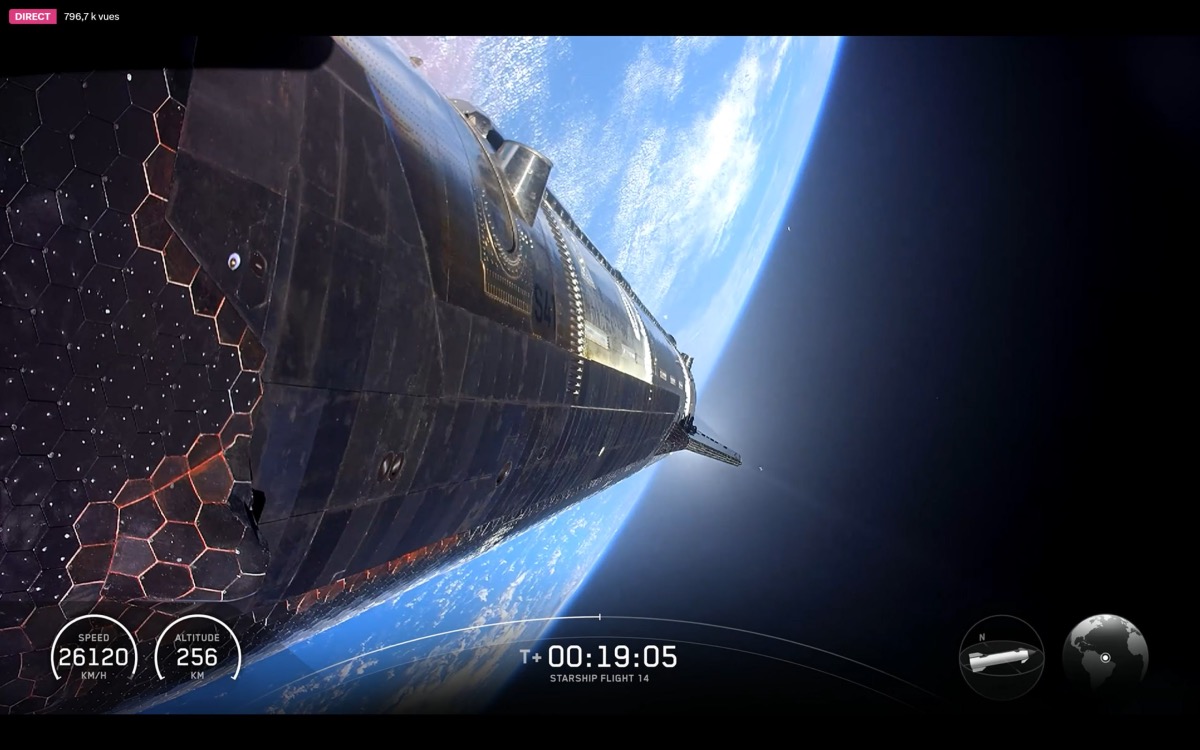 Starship in orbita per la prima volta, rilasciati 26 Starlink V3