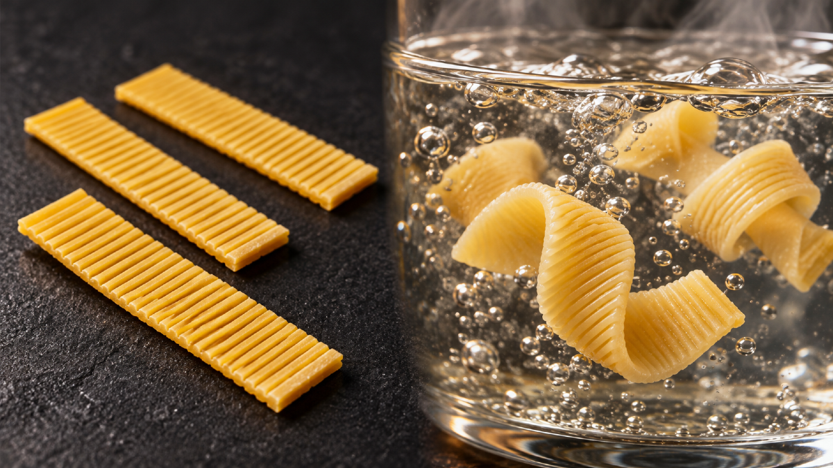 Solchi calcolati fanno arrotolare la pasta piatta in cottura