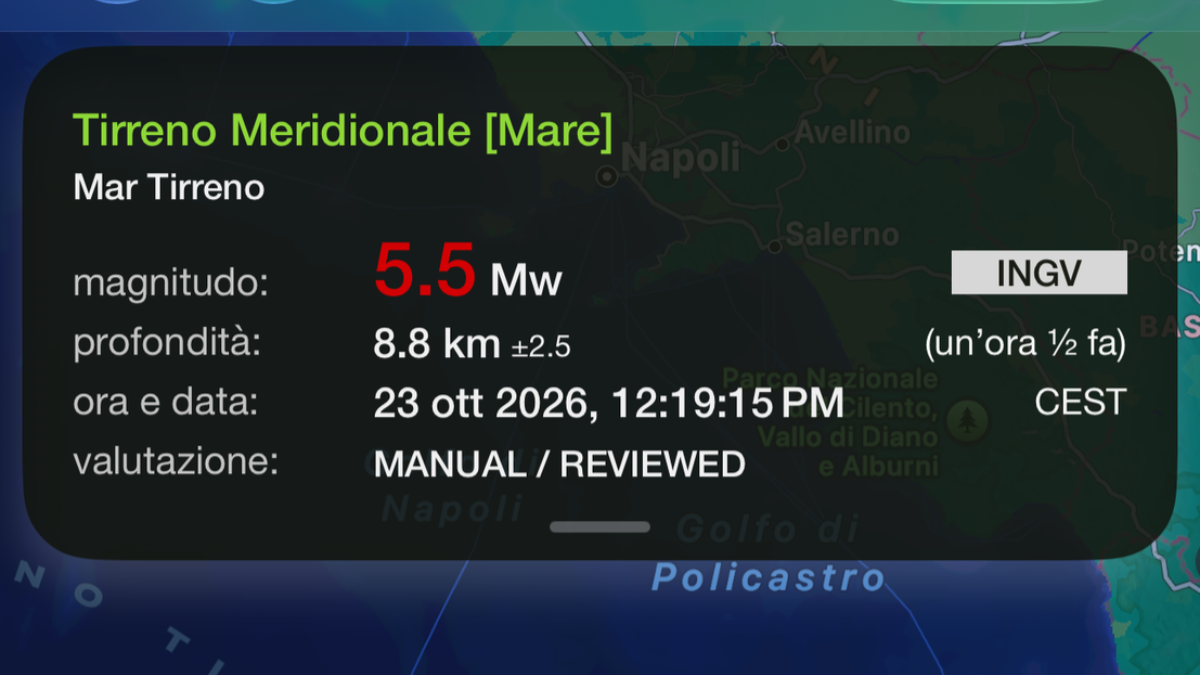 Sisma al largo delle Eolie
